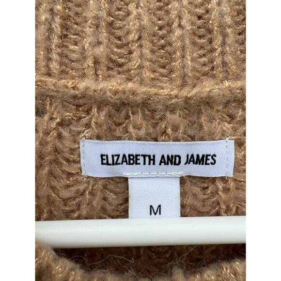 Elizabeth and James Sweater Tan Open Stitch Crew Neck Cropped Women's Medium - Picture 6 of 6